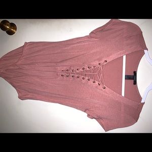 Blush pink tie up bodysuit!